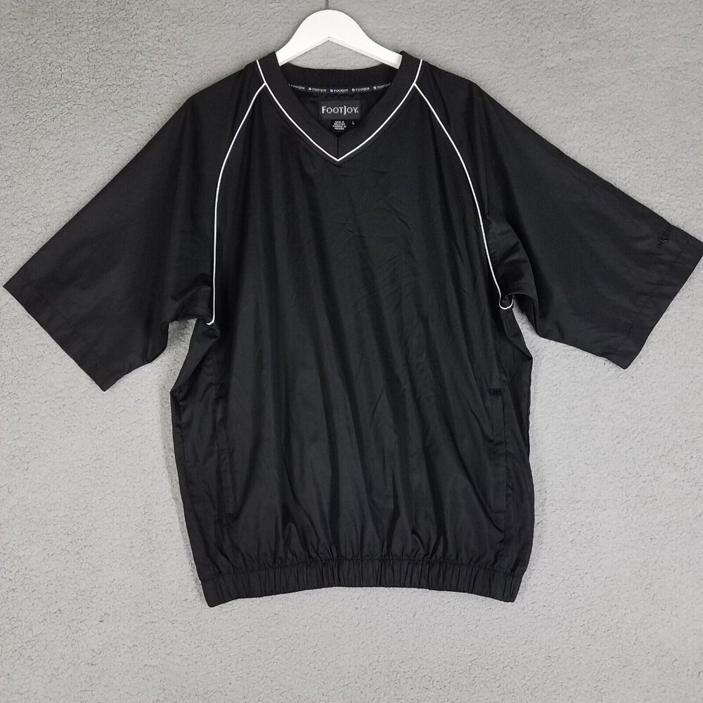FootJoy Pullover Jacket Adult Large Black Golf Windbreaker Short Sleeve Men's